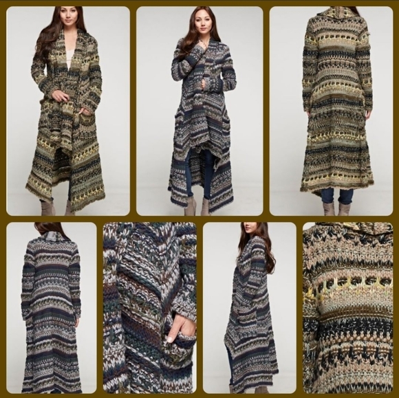 Love Stitch Olive- Multi color duster sweater - Picture 4 of 4